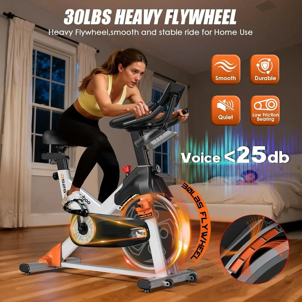 앱이 포함된 무소음 자기식 운동 자전거, 350lbs  - Home Gym Bike 리뷰 및 가격